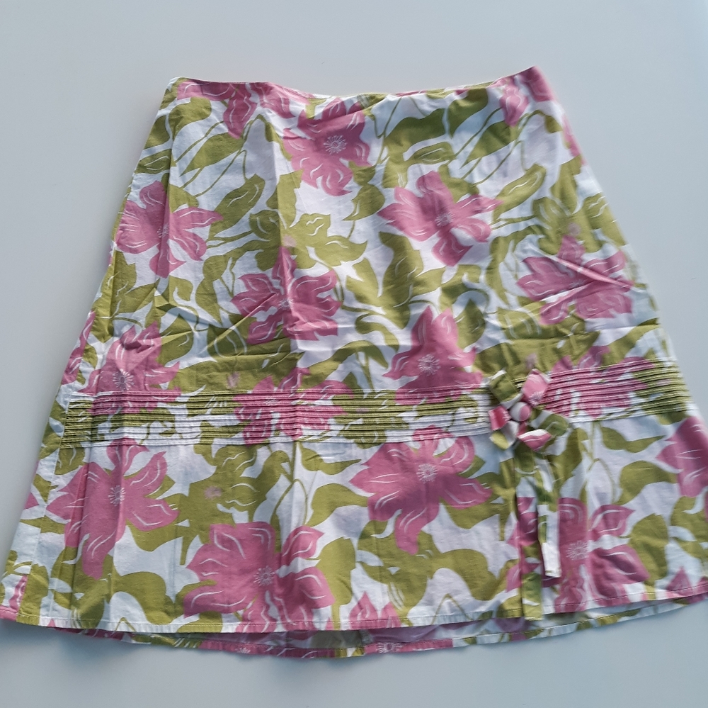 Floral Skirt with Fabric Flower Accent